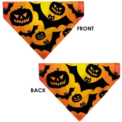 Pet Bandana - Halloween Bats and Jack-O-Lanterns Pumpkins Orange/Black