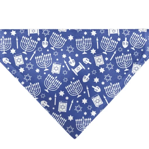 Pet Bandana - Hanukkah Holiday Symbols Blue/White