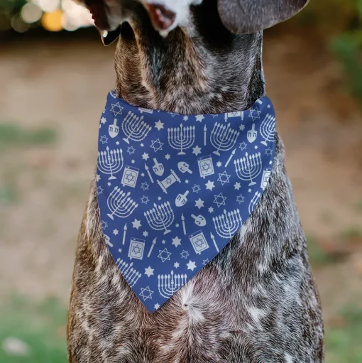 Pet Bandana - Hanukkah Holiday Symbols Blue/White