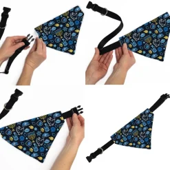 Pet Bandana - Hanukkah Holiday Symbols Black/Blues/Yellow