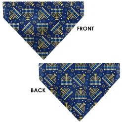 Pet Bandana - Hanukkah Holiday Menorah Blues/Yellows