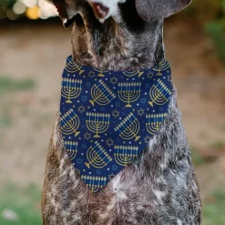 Pet Bandana - Hanukkah Holiday Menorah Blues/Yellows