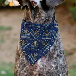 Pet Bandana - Hanukkah Holiday Menorah Blues/Yellows