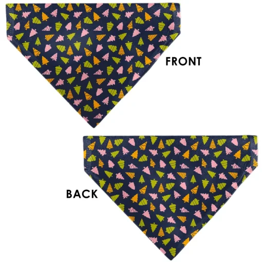 Pet Bandana - Holiday Christmas Trees Collage Navy/Multi Color