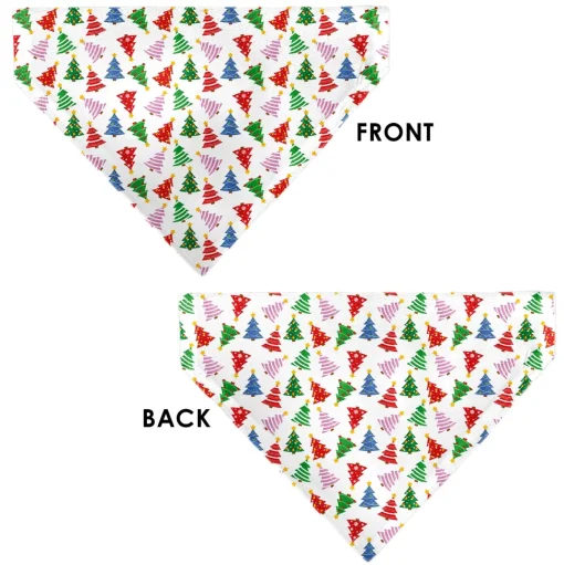 Pet Bandana - Holiday Decorated Christmas Trees Collage White/Multi Color