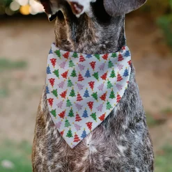 Pet Bandana - Holiday Decorated Christmas Trees Collage White/Multi Color