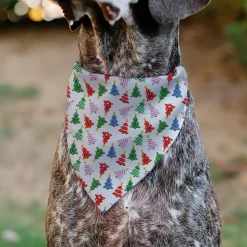 Pet Bandana - Holiday Decorated Christmas Trees Collage White/Multi Color