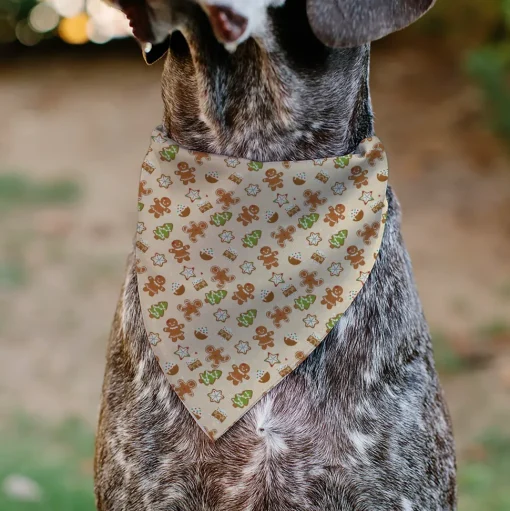 Pet Bandana - Holiday Decorated Gingerbread Cookies Collage Tan