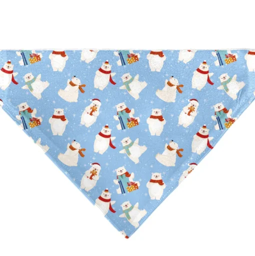 Pet Bandana - Holiday Polar Bear Poses Baby Blue