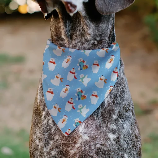 Pet Bandana - Holiday Polar Bear Poses Baby Blue
