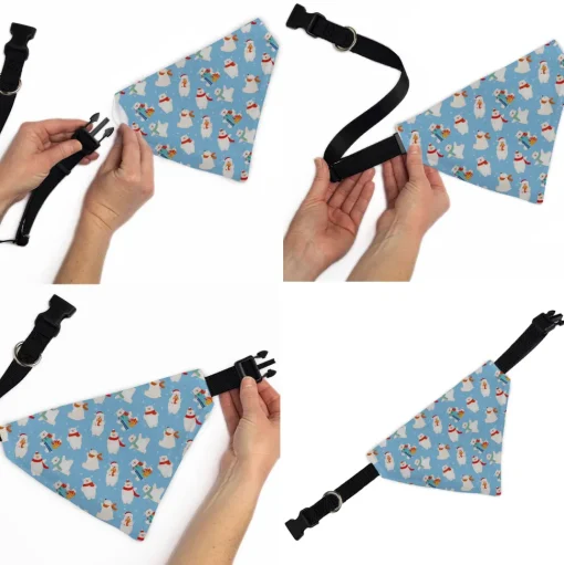 Pet Bandana - Holiday Polar Bear Poses Baby Blue