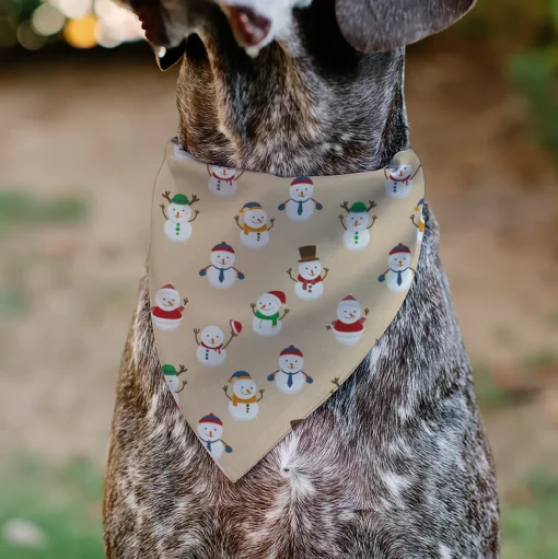 Pet Bandana - Holiday Snowman Poses Tan