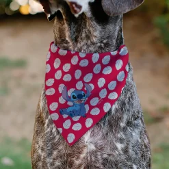 Pet Bandana - Lilo Dress Leaves & Stitch Sitting Pose Red/White