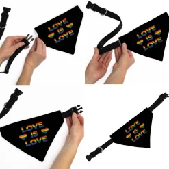 Pet Bandana - LOVE IS LOVE/Heart Black/Rainbow
