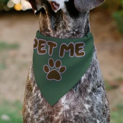 Pet Bandana - PET ME Text and Paw Olive/Pinks/Brown
