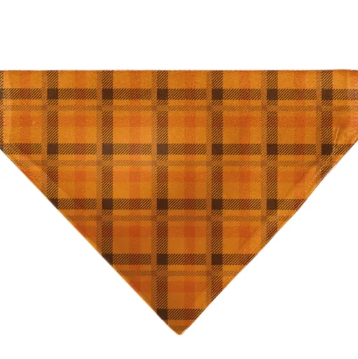 Pet Bandana - Plaid Orange/Brown