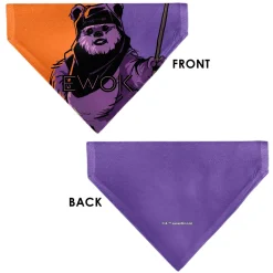 Pet Bandana - Star Wars EWOK Text and Wicket Pop Art Pose Orange/Purples/Black