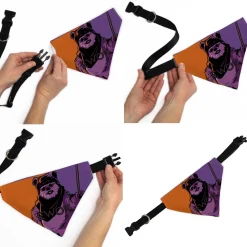 Pet Bandana - Star Wars EWOK Text and Wicket Pop Art Pose Orange/Purples/Black
