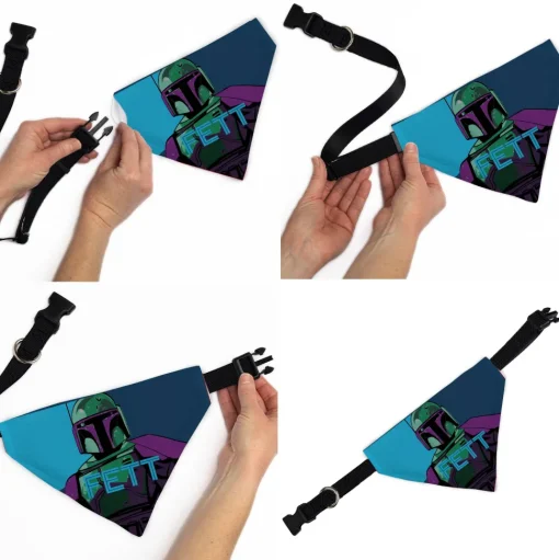 Pet Bandana - Star Wars FETT Text and Boba Fett Pop Art Pose Blues