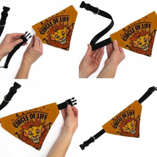 Pet Bandana - The Lion King Young Simba CIRCLE OF LIFE Pose Oranges/Black