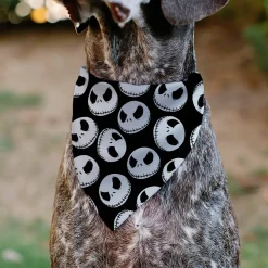 Pet Bandana - The Nightmare Before Christmas Jack Expressions Scattered Black/White
