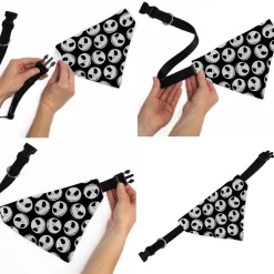 Pet Bandana - The Nightmare Before Christmas Jack Expressions Scattered Black/White
