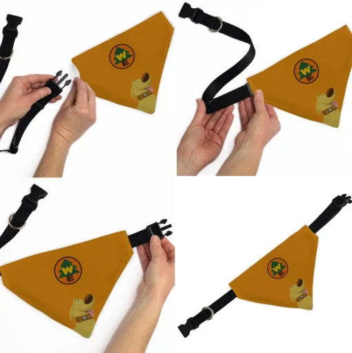 Pet Bandana - Up Dug Pose and Wilderness Explorer Badge Orange
