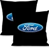 Pillow - THROW - Ford Oval Logo Black Blue