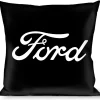 Pillow - THROW - FORD Script Centered Black/White