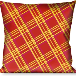 Pillow - THROW - Plaid X4 Fluorescent Oranges/Pinks/Yellow
