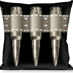 Pillow - THROW - Printed Bullets Pattern Black Gray