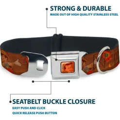 Pinocchio CLOSE-UP Full Color Wood Grain Seatbelt Buckle Collar - Pinocchio Poses Black/White/Multi Color