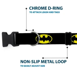 Plastic Clip Collar - Batman Shield Black/Yellow