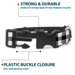 Plastic Clip Collar - Buffalo Plaid Black/White