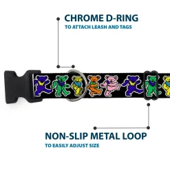 Plastic Clip Collar - Dancing Bears Black/Multi Color