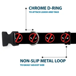 Plastic Clip Collar - Deadpool Logo2 Black/Red/White