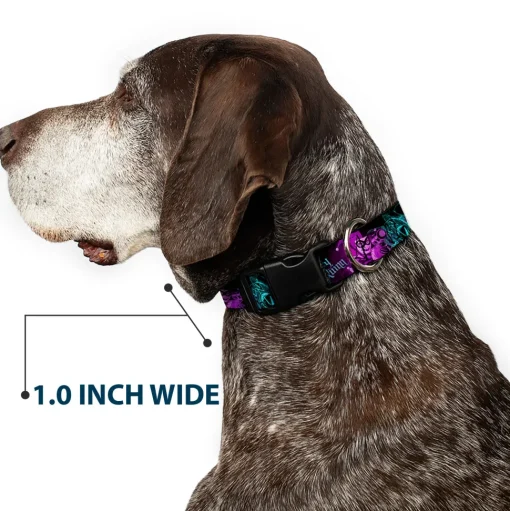 Plastic Clip Collar - HARLEY QUINN Pow & Aiming Poses/Joker Sketch Black/Turquoise/Fuchsia