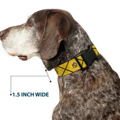 Plastic Clip Collar - Harry Potter Hufflepuff Crest Plaid Yellows/Gray