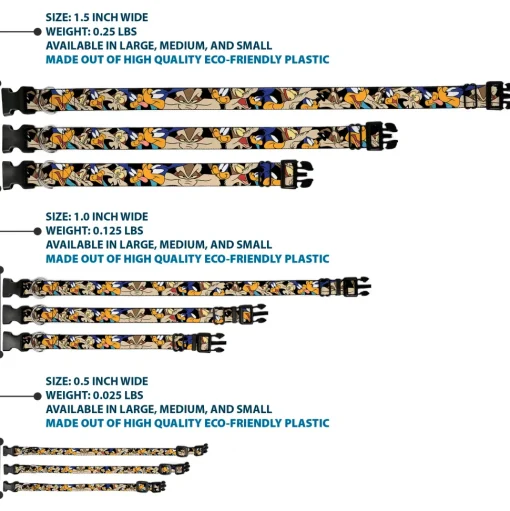 Plastic Clip Collar - Road Runner/Wile E. Coyote Expressions Stacked Black