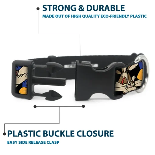 Plastic Clip Collar - Road Runner/Wile E. Coyote Expressions Stacked Black