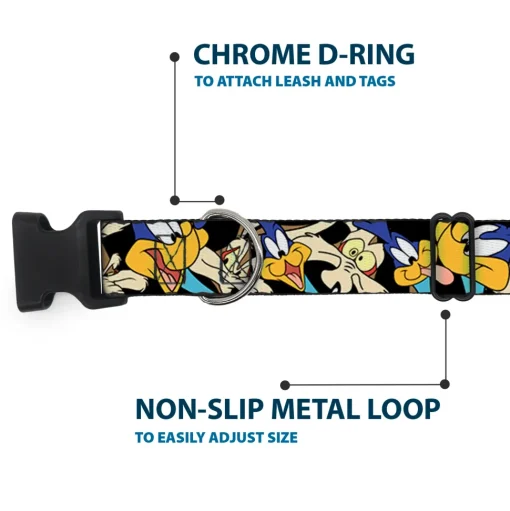 Plastic Clip Collar - Road Runner/Wile E. Coyote Expressions Stacked Black