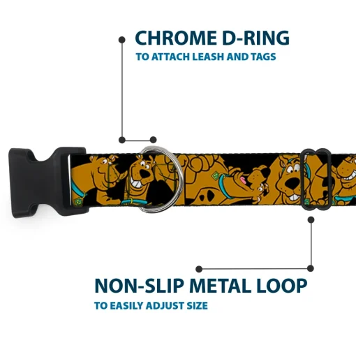 Plastic Clip Collar - Scooby Doo Stacked CLOSE-UP Black