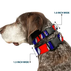 Plastic Clip Collar - Steal Your Face w/Lightning Bolt Repeat Red/White/Blue