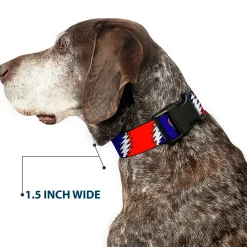 Plastic Clip Collar - Steal Your Face w/Lightning Bolt Repeat Red/White/Blue