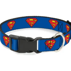 Plastic Clip Collar - Superman Shield Blue