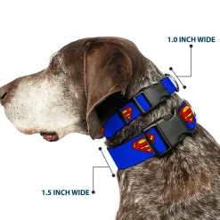 Plastic Clip Collar - Superman Shield Blue
