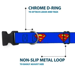 Plastic Clip Collar - Superman Shield Blue