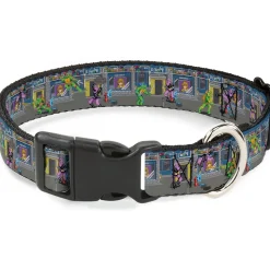 Plastic Clip Collar - Teenage Mutant Ninja Turtles Battle Purple Foot Soldier Ninja Video Game Scene Grays