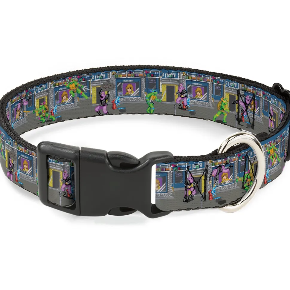 Plastic Clip Collar - Teenage Mutant Ninja Turtles Battle Purple Foot Soldier Ninja Video Game Scene Grays