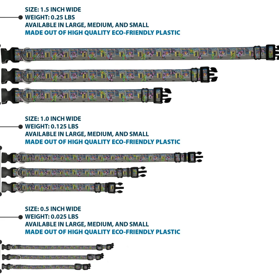 Plastic Clip Collar - Teenage Mutant Ninja Turtles Battle Purple Foot Soldier Ninja Video Game Scene Grays